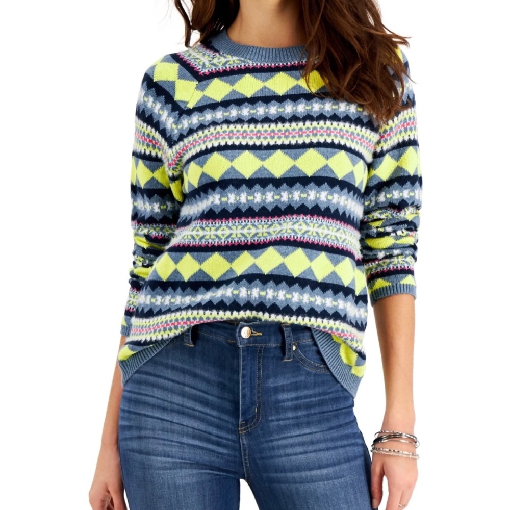 Style & Co Fair Isle
Sweater Size 3X
Crewneck Geometric
Knit Pullover